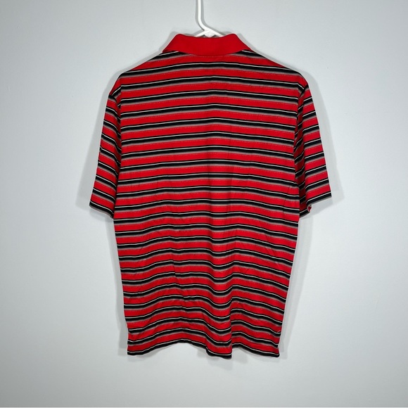 Tiger Woods Collection Polo Shirt Mens Medium Red Black Stripes Nike Golf DriFit - Picture 2 of 10